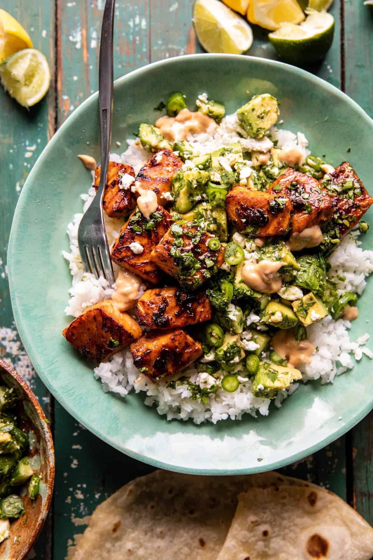 Spicy Chipotle Honey Salmon Bowls 1